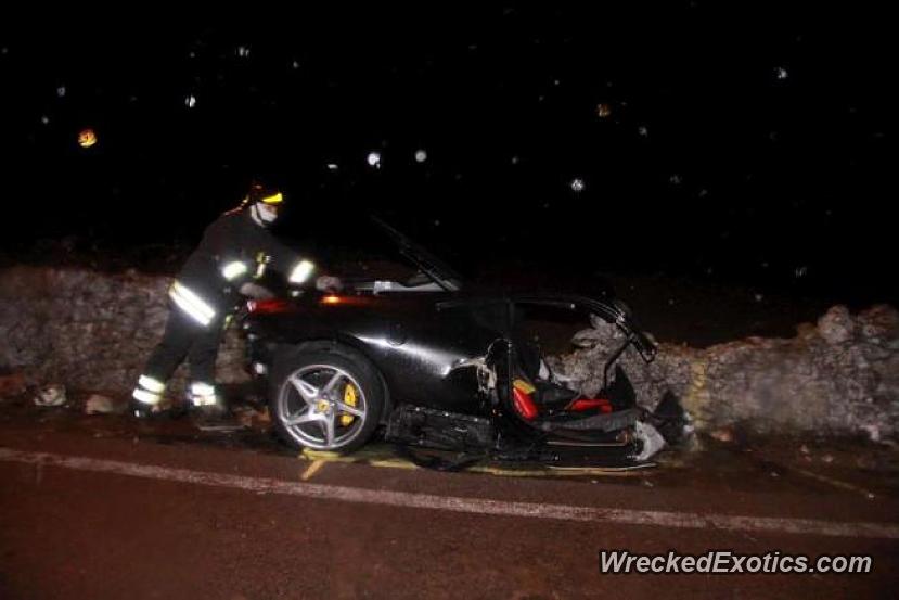 Ferrari worth £500,000 wrecked after driver lost control and
